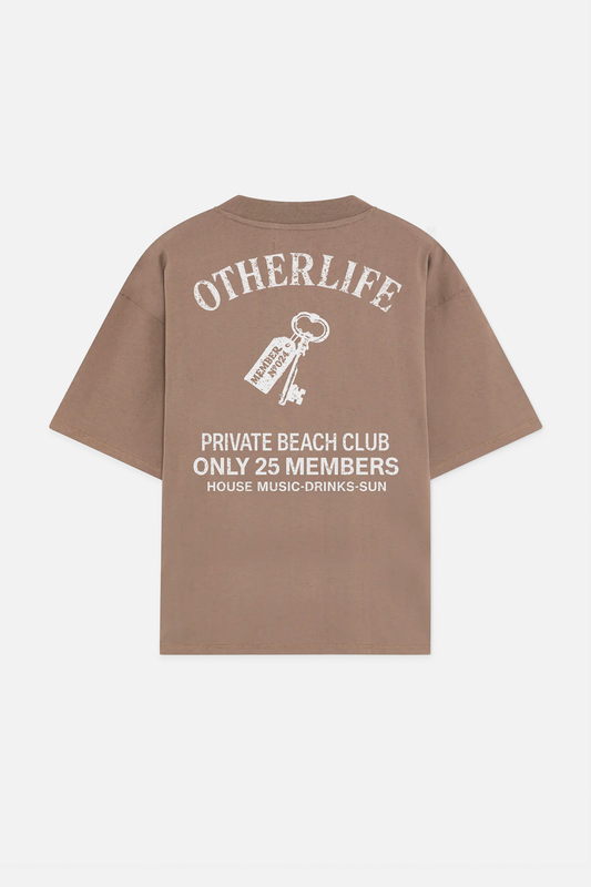 Beach club brown boxy tee